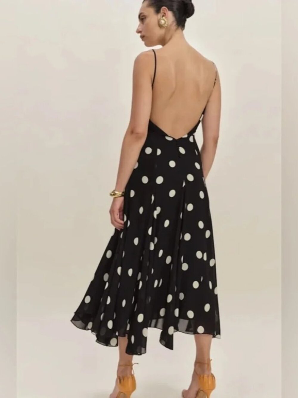 New Reformation Fredo Moon Polka Dot Midi Dress Size 4 NWT - Picture 4 of 15